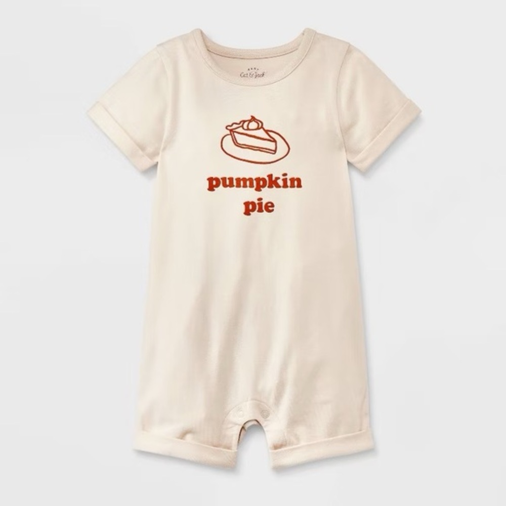Pumpkin Pie Graphic Romper - Cat & Jack nwt Cream thanksgiving baby